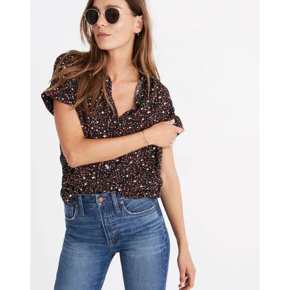 Madewell Women's Central Drapey Shirt in Starry Night Size Small 4th of July - Picture 1 of 6